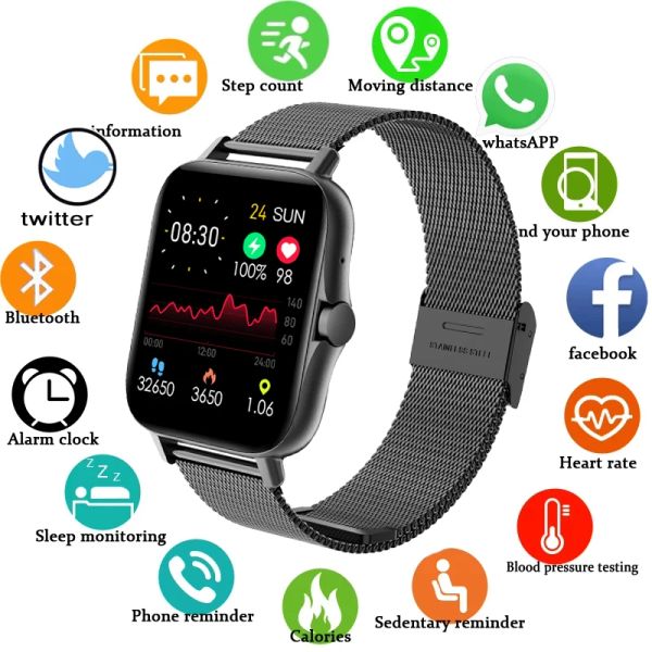 Controlla Smart Watch Men Smartwatch Men BluetoothComptible Watch Waterproof Fitness Tracker Musica Misura di temperatura corporeo