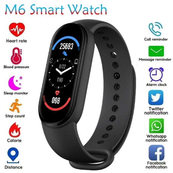 Armbänder M6 Smart Armband für Xiaomi Xaomi Xiomi Armbänder Antwort Telefonanruf Blutdruckmonitor Gesundheits -Tracker Buntes Display