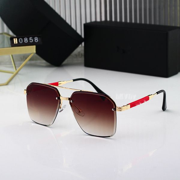 Top Luxury Sonnenbrille Herren Nylon Objektivdesignerinnen Frauen -Herrenbrille Premium Eyewear Frauen Brillen Rahmen Retro Metal Sonnenbrille mit Box Leopard Print 0858