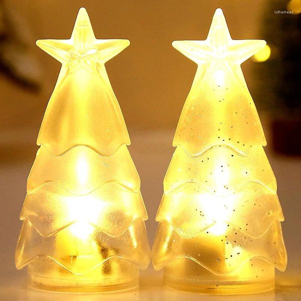 Lâmpadas de mesa Festival da árvore de Natal Lumin Lâmpada LED LUZES DE VELA DE VELA DE TRABELAGEM CRISTAL Decoração da sala noturna manual