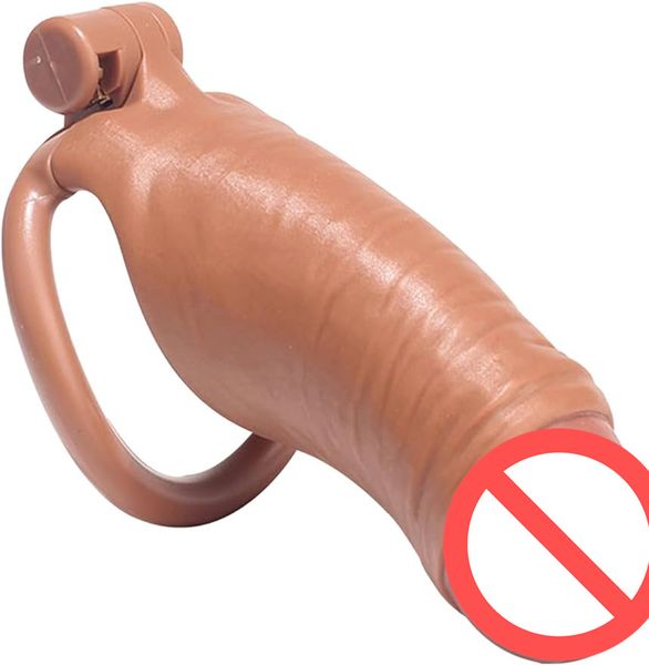 Dispositivo de castidade da gaiola de galo masculino Resina leve e vibrador ergonômico da verossímil com 4 tamanhos diferentes Penis Ring Adult Sex Toy para exercício de pênis masculino (M)