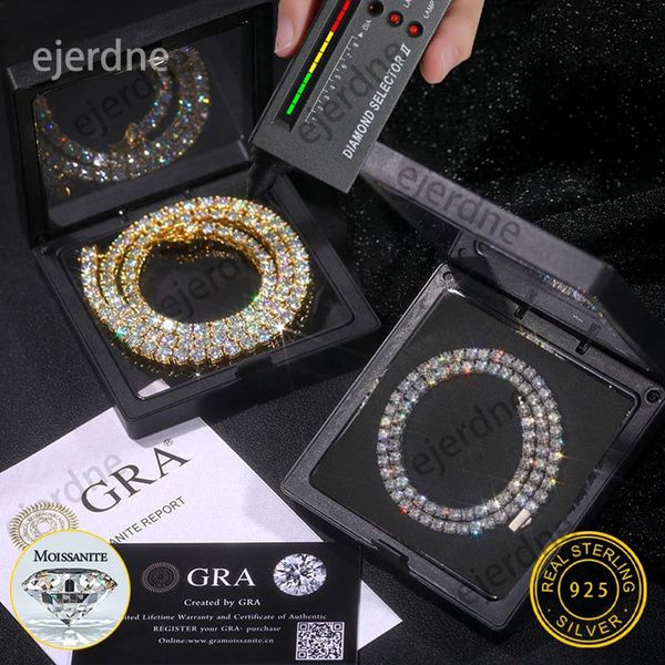 Moissanite di alta qualità ghiacciata Catena da tennis Men Pass VVS1 Diamond Test Gold Chokers Collane Regalo per donne