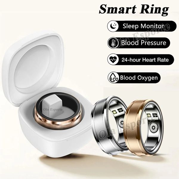 Smart Health Ring Bluetooth Ring Herzfrequenz Schlafüberwachung Körpertemperatur Wireless Ladung Männer Frauen Smart Sensor Ring 240414