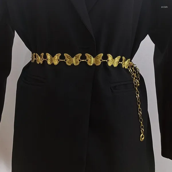 Gürtel Mode Goldkette Gürtel Frauen Taille Verstellbarer Punk Silber Metall Schmetterling Dessinger für Frauen hohe Qualität