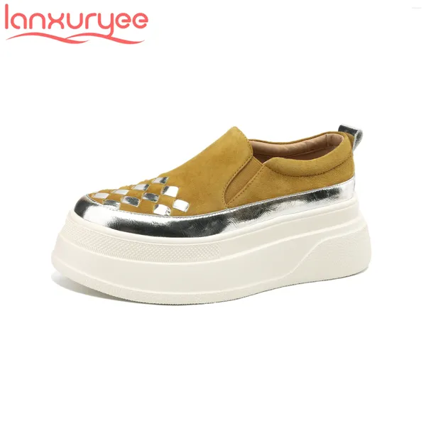 Scarpe casual Lanxuryee Sheep Suede con tacchi alti con il fondo di moca