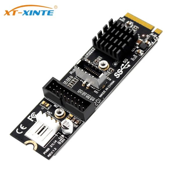 Carte M.2 M Chiave PCIE a USB 3.1 Pannello frontale 5GBPS Typeec+19/20pin Card Card Reser Adattatore USB3.0 Reser con connettore di alimentazione 4pin