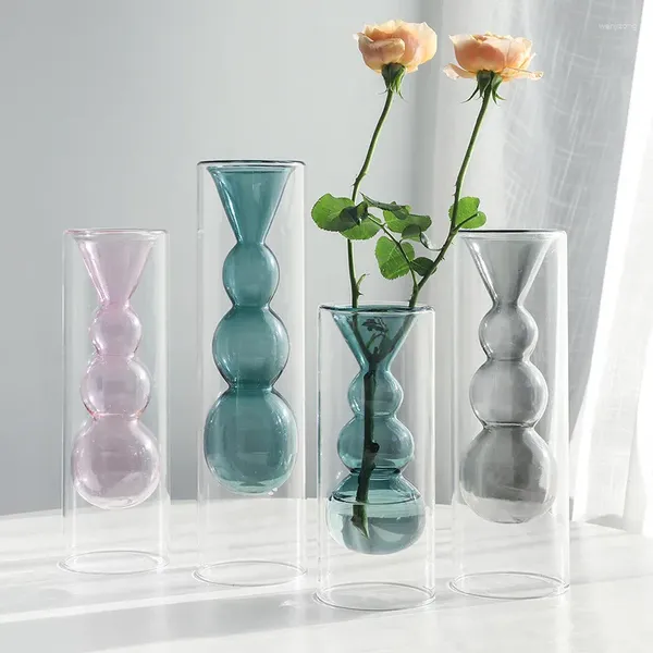 Vasos T Vaso de vidro Decoração de casa Design minimalista de plantas pretas vasos para plantas