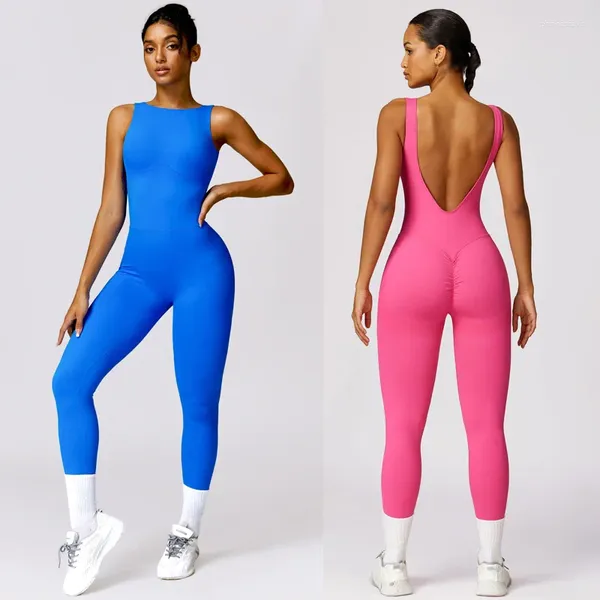 Aktive Sets einteilige nahtlose Sport-Yoga-Jumpsuit Sexy Back-vnbodycon Workout Kleidung für Frauen Outfit Fitness Fitness Set Sportwear Tracksuit