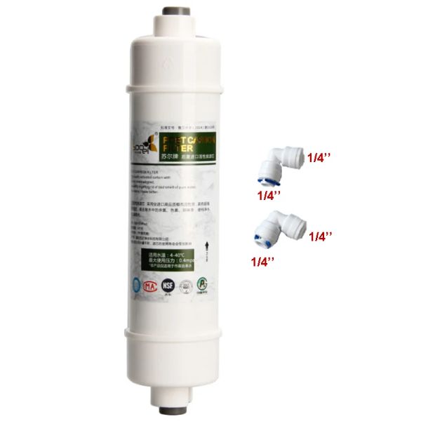 Очистители 10 -дюймовый SOOEL Quick Connect Inline Coconut Carbon Pot Post Filter Filter Cartridge с 2 фитингами Очистка для очистки воды обратный осмос