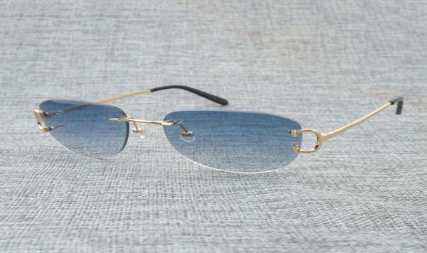Óculos de sol sem aro vintage c óculos de sol homens para homens para o verão luxuosos Óculos de óculos de óculos de óculos moldura Oculos de sol las gafas1096665