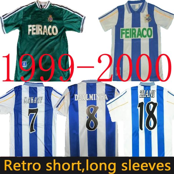 1999 2000 Deportivo de la Coruna Retro Soccer Jersey 99 00 Deportivo La Coruna Valeron Makaay Bebeto Bitinho Classic Shirt da calcio vintage a casa Green