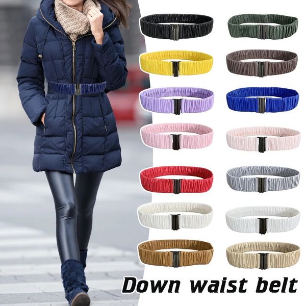 Lady Elastic Taillengürtel Cinch Stretch -Bundschnalle für Down Puffermantel Bundes Jacke Dünner Gürtelbaum 240419