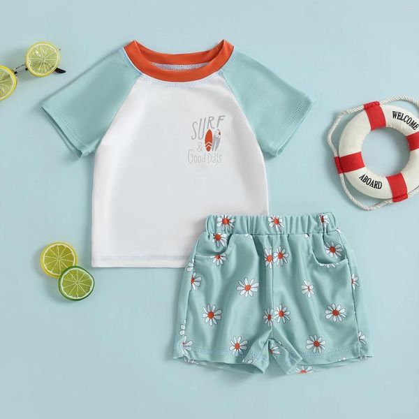 Set di abbigliamento beqeuewll biccola bambino da bagno a due pezzi da bagno a maniche corte per lettere di serposa set di costumi da bagno per 6-36 mesi