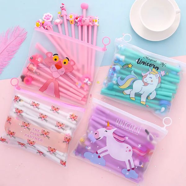 Penne 20/40pcs/set gel penna una stazione a penna unicorno kawaii school fornitura gel inchiostro stabilimento di cartoleria per ufficio penna regalo per bambini