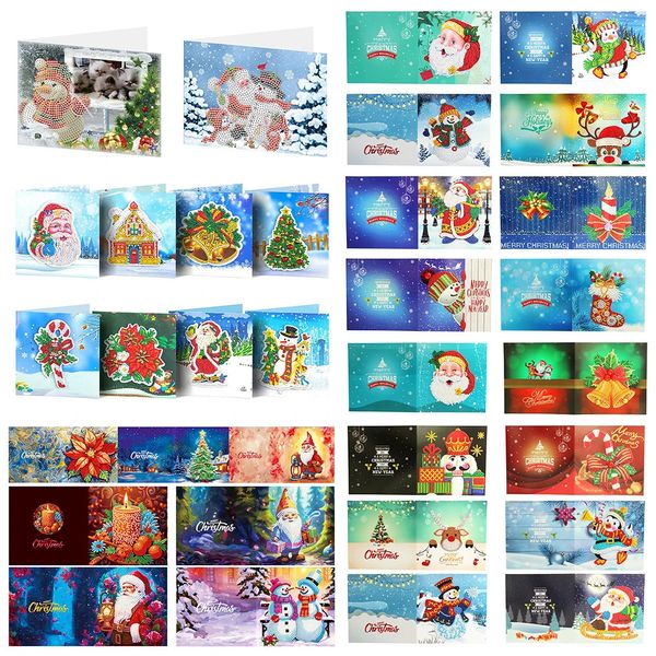 6812pcs Weihnachtsdiamantmalerei DIY Grußkarten Cartoon Postkarten Kinder Jahr Stickerei GEETMED HANDMADE GEUNDEN 240407