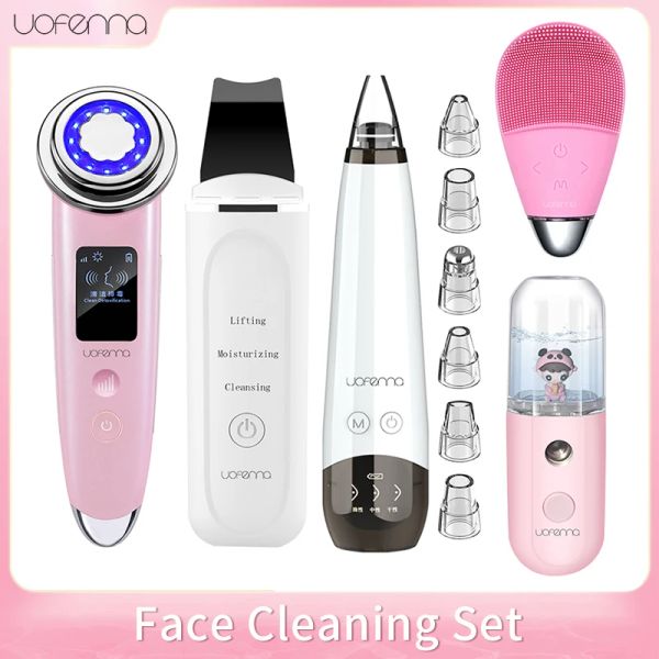 Instrument Ultrassonic Skin Skorbro Facial Limpeza Conjunto de Removedor de Cravo Nano Sprayer Face Facial Limpador Micro Corrente Masaager