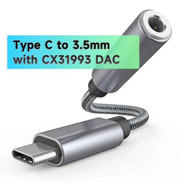 Konverter DAC Earphone -Verstärker USB -Typ C auf 3,5 mm Kopfhörer -Audio -Adapter 32bit 384KHz Digital Decoder Aux Converter CX31993