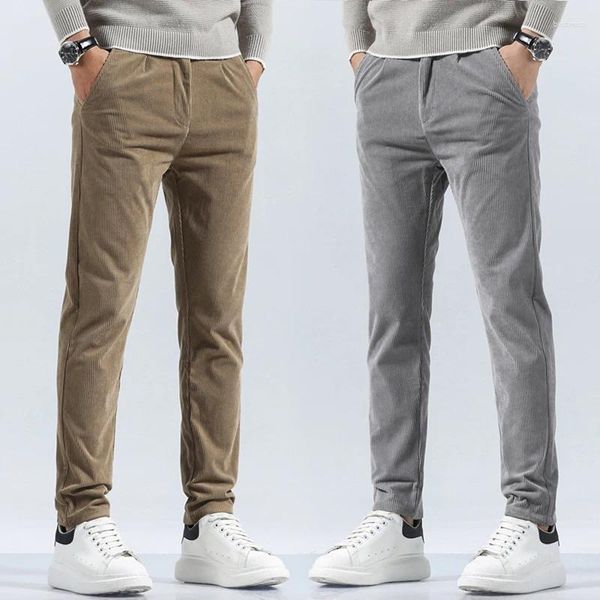 Herrenhose Corduroy reguläre Straight Hosen Business Casual Mode Khaki Grey Black Frühling Herbst Männliche Markenkleidung