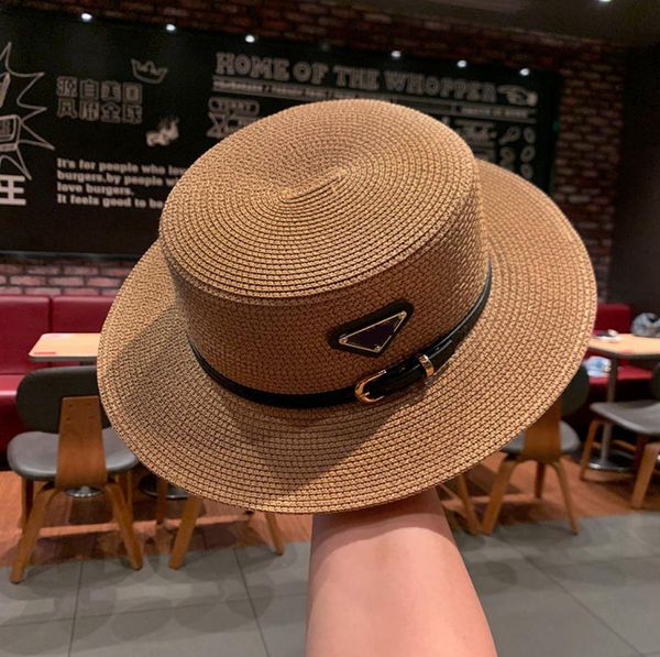 2022 INSS Summer Men Women Straw Hat Fashion Sun Protection Beach Personalidade Chapéus largos com Ribbon6033513