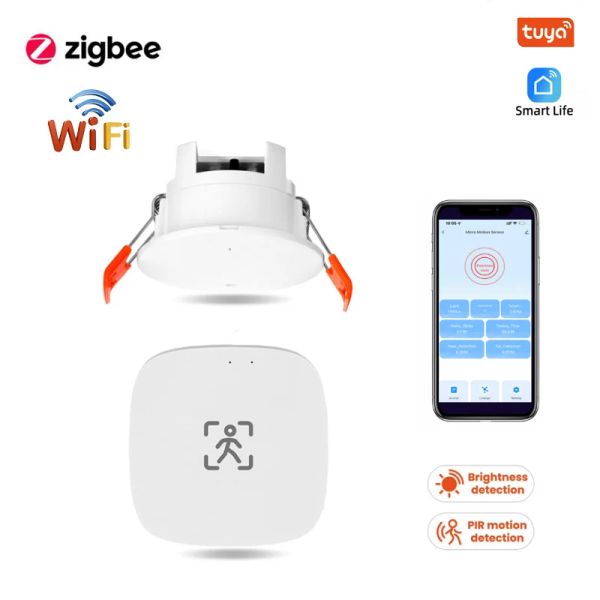 Controle Tuya Smart Life Zigbee Wi -Fi Preseção Humana Detector MMWave Microondas Radar Pirção Sensor de Luminância Detecção de Luminância Smart Home