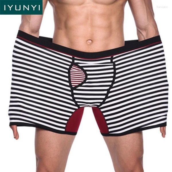 Underpants Iyunyi Cottom Men Men Plus Size Boxer Shorts Long Trunks U выпуклый мешочек мужской мягкий комфорт 4xl 5xl 6xl