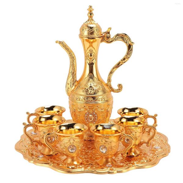 Hüftflächen Legierung Legierung Weinglas Pot Set rostfeste exquisite dekorative Vintage Kaffeetopf Kit für Tee Home Party Hochzeit