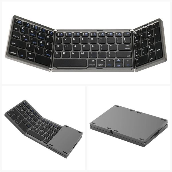 Мини -портативная складная клавиатура Тонкая беспроводная клавиатура номера BT для Mac Windows Lavert Tablet Lighthandy BluetoothCompatible 240418