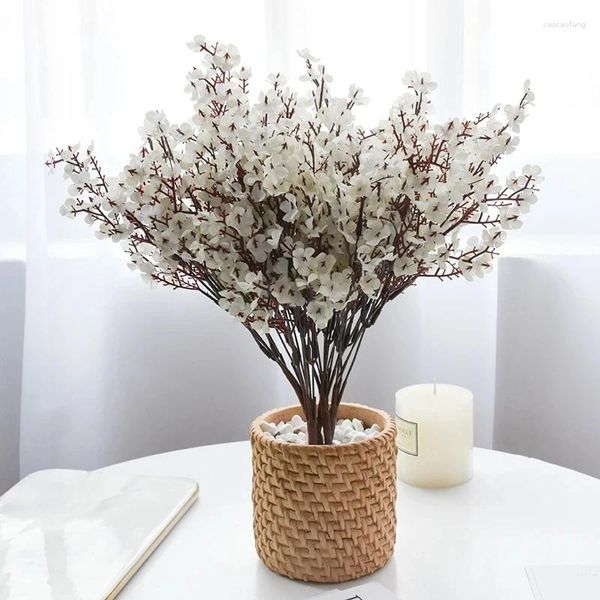 Декоративные цветы Gypsophila шелковой персик букет Букет искусственный 5 вилок 7 Цвет Маленькие растения пучки бонсай для домашней свадьбы