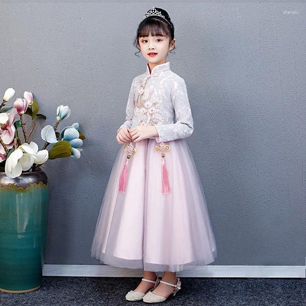 Девушки платья платья Осень Ханфу Тан Костюм 2024 Китайский стиль в китайском стиле вышива