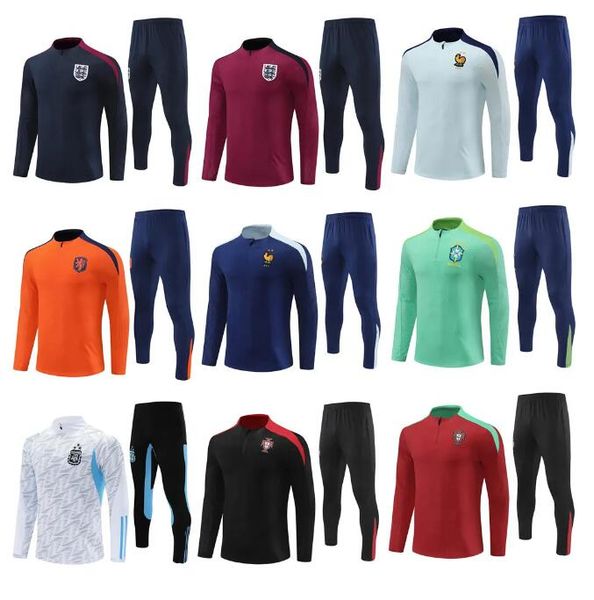 2024 2025 Verschiedene Nationalmannschaften Brazils Englands Fußballtraining Anzug Jacke 24 25 Kinder Fußball Trails Jogging Sets Survetement Foot Chandal Tuta