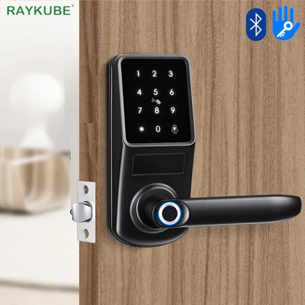 Controle Raykube A290 Smart Fingerprint Door Lock Deadbolt TT Bloqueio App Controle remoto Abra a porta com a chave e o cartão IC Smart Home