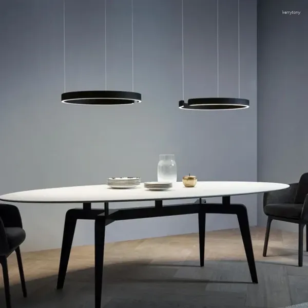 Lampadiers Nordic Anello a sospensione Lampada Dimmabile per tavolo Sala da pranzo Cucina Isola Bramello Decorazioni per la casa Luster Funzione illuminazione