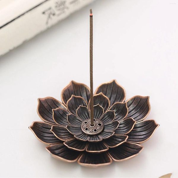 Titulares de vela Incense-queimador de bastão liga liga budismo lotus line incenso placa sândalo bobina de bobina de base templos yoga studios decoração de casa