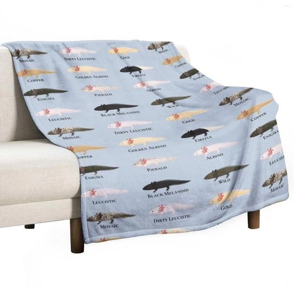 Battaniyeler Etiketli aksolotllar desen fırlatma battaniye kanepe lüks tasarımcı
