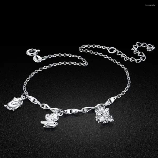 Неклеты 925 Стерлинговые серебряные винтажные шкафы для женского шарма шарма лодыжки подвесной браслет на ногах пляж