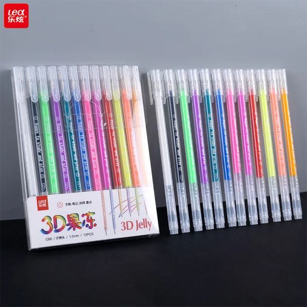 Stifte 3D -Gelee -Stift -Gel -Stiftfarbneutral -Stift 12 Farbset Regenbogen handgeschriebenes Konto Anmerkungen 1,0 mm Keramik Wasserbecher Glas Telefonhülle