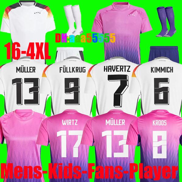 2024 Jerseys de futebol da Alemanha Musiala Jerseys de futebol 24/25 Euro Kroos Kimmich Havertz Goretzka Fullkrug Shirt Muller Wirtz Sane mens de uniforme de futebol para crianças