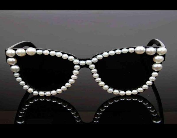 Güneş Gözlüğü 2018 En Yeni Seksi Kedi Göz Sunglasse Marka Tasarımcısı Lady Pearl, Kadın Vintage Maskeleri 2203261837320