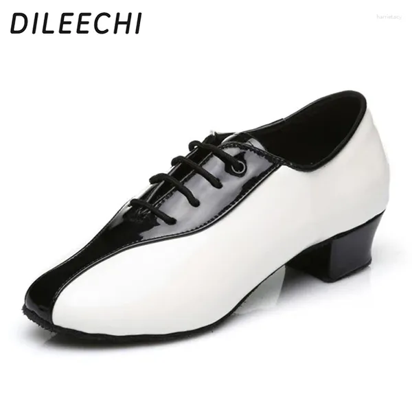 Танцевальная туфли Dileechi мужской черно -белый PU мужской латинский взрослый для взрослых бальные танцевальные площадки Практика
