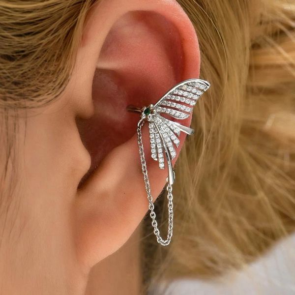 Stift Ohrringe koreanische elegante Elf Schmetterling Fisch Schwanz Clip für Frauen Mädchen Modekette Quasten No Piercing Ohrmanschette Schmuck Geschenke