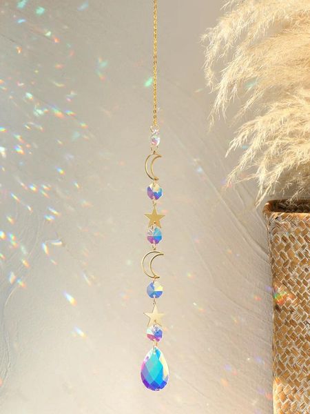 Bahçe Dekorasyonları 1 PC Ay Su Damla Ayrıntısı Suncatchers Crystal Suncatcher yakalama güneş asılı süslemeler pencere yakalayıcı ev dekorları hediye