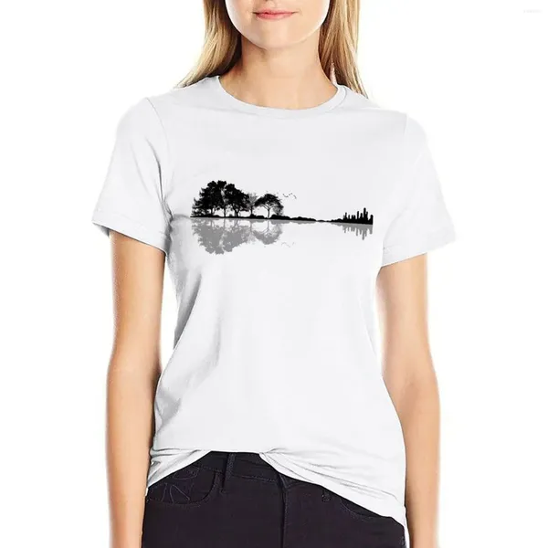 T-shirt de guitarra de guitarra de pólo feminino