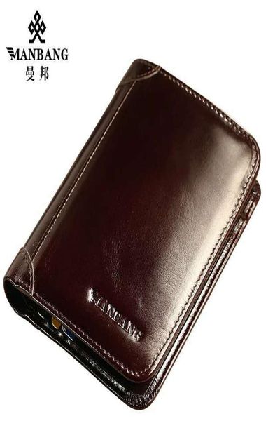 Manbang Classic Style Echte Lederbrieftaschen kurzer Geldbörse Kartenhalter Brieftet Männer Mode hochwertiges Geschenk 1992940287