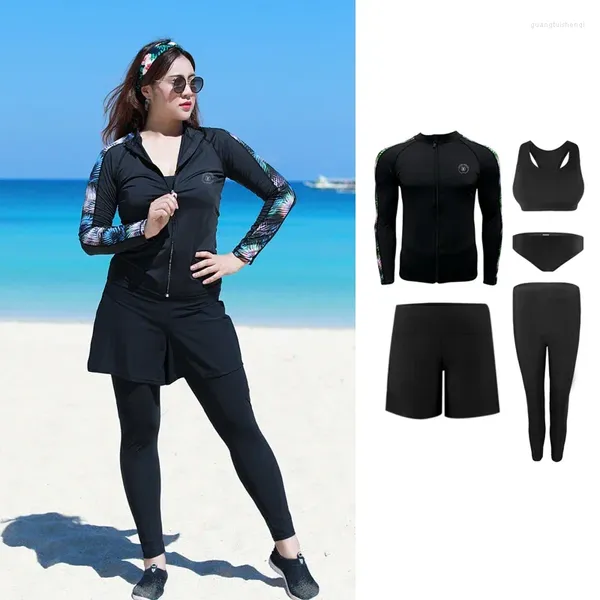 Damenbadebekleidung plus Größe Frauen Rashguard Sport Langarm Split Badeanzug Konservativer Sommer -Surf -Tauchanzug