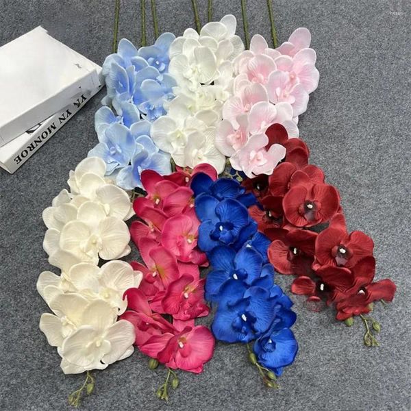 Flores decorativas Phalaenopsis coloridas Poso longo de seda flor de seda artesanal Diy Arch Arch Cherry Tree Ornament Party Supplies