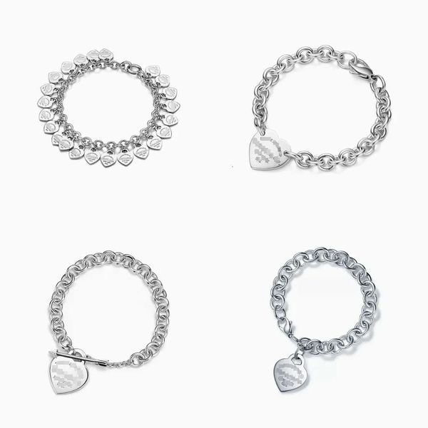 Für Armband Frauen Sterling Sier herzförmige Diamond Arrowhead Liebe Anhänger Kette Hochwertige Marke Schmuck Freundin Geschenk WI Box