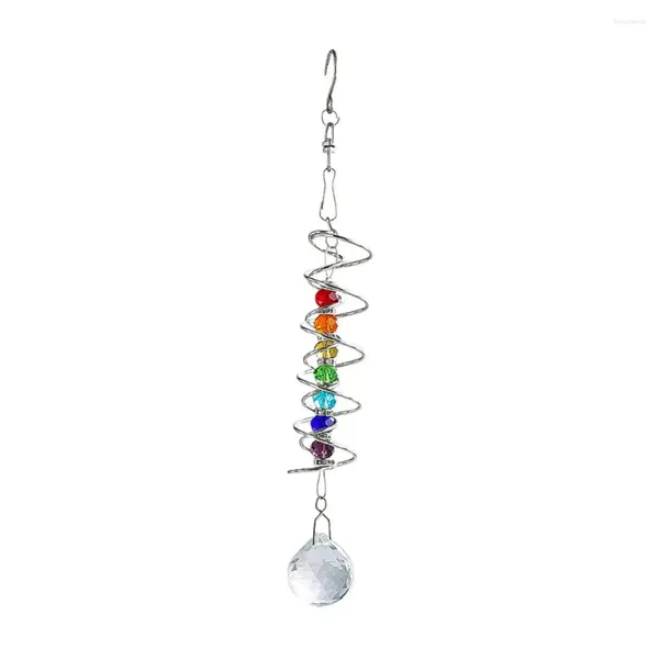 Figurine decorative Suncatcher Decorazione sospesa DECORAZIONE CHAKRA STONE RAINBOW PRIST IN IN INDIUTTO OUTDOOR con coda a spirale curativa