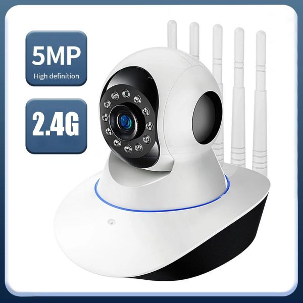 Monitores HD 5MP Câmera IP sem fio CCTV 2.4G WiFi Câmeras de segurança Vigela de segurança Vigilância de câmeras de câmera Smart Auto Rastreamento Baby Monitor Cam