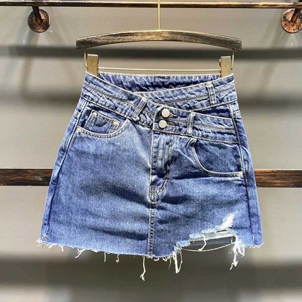 Юбки нерегулярная джинсовая мини -юбка Женская груза Джин Y2K High Tast