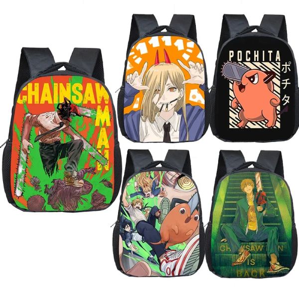 Bags japonês Anime Manga Chainsraw Man Backpack Children School School Cartoon Pochita Bookbag Kids Kindergarten